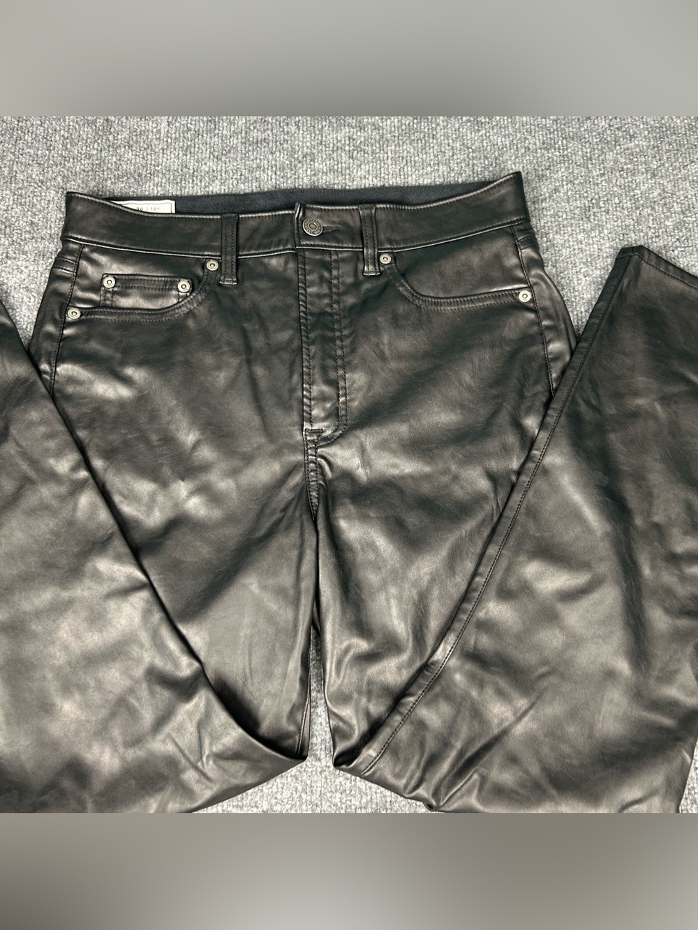 Gap Vintage Slim High Rise Lined Black Faux Leather Pants Leggings Womens 30/10R